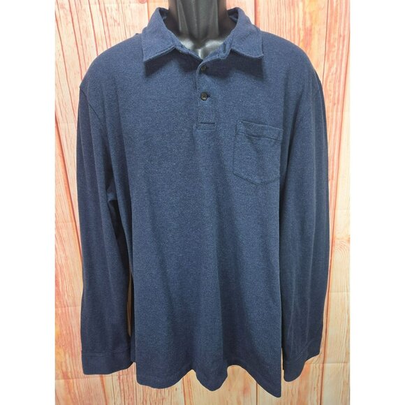 Polo Ralph Lauren Mens Long Sleeve Collared Polo XXL Pima Cotton Navy Blue - Picture 1 of 6